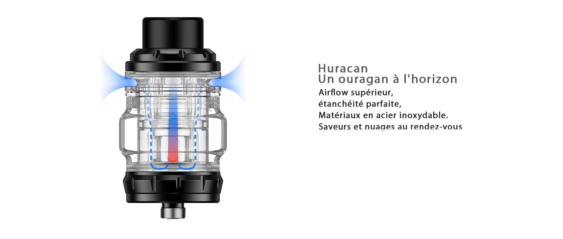 Airflow Clearomiseur Huracan Aspire | Cigusto | Atomiseur pour cigarette electronique